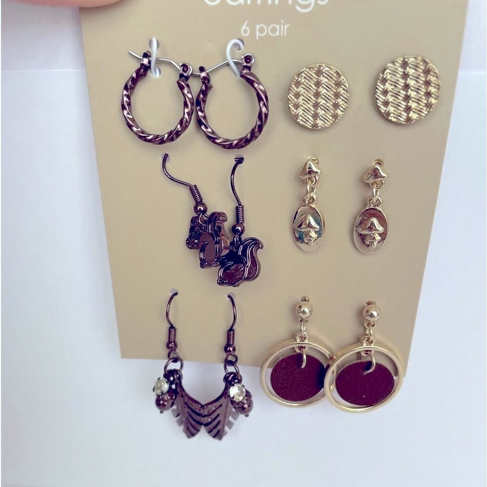 6 PAIR AUTUMN THEME EARRINGS